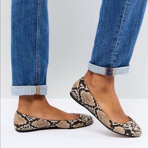 Faux snake skin flats